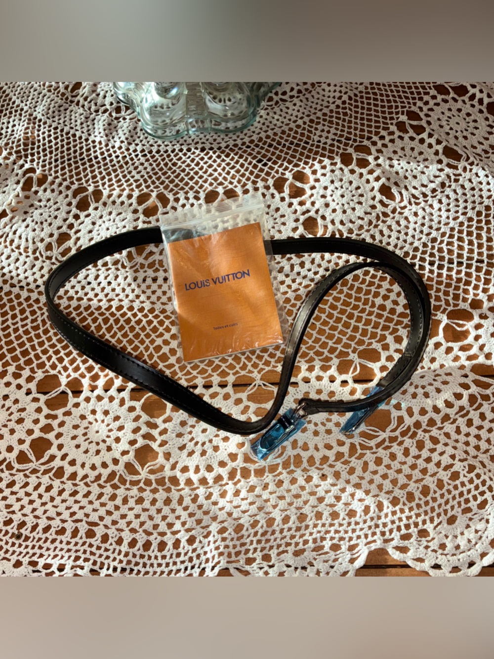 New Louis Vuitton Black Replacement Pocketbook Strap with Silver Accent Hardware